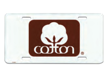 Classic White License Plate with Cotton Logo